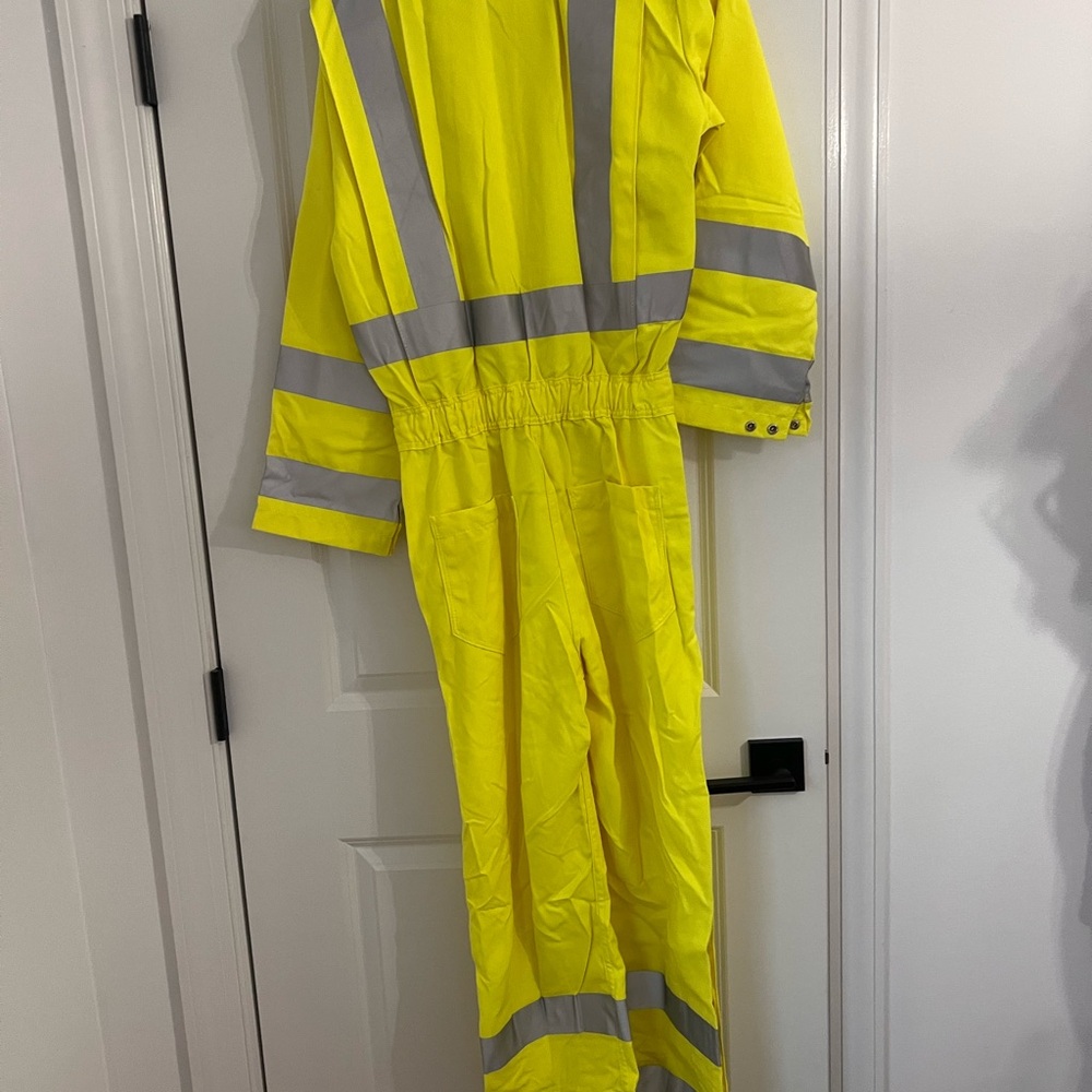 High-Visibility Yellow Coverall with Reflective Stripes
